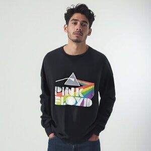 ❤️Pink Floyd Black Crewneck Sweater with Iconic Prism Design XXL